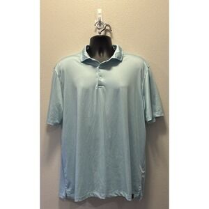 Kenneth Cole Golf‎ Polo Shirt Crystal Sky Geometric Wicking UPF Stretch Size XL